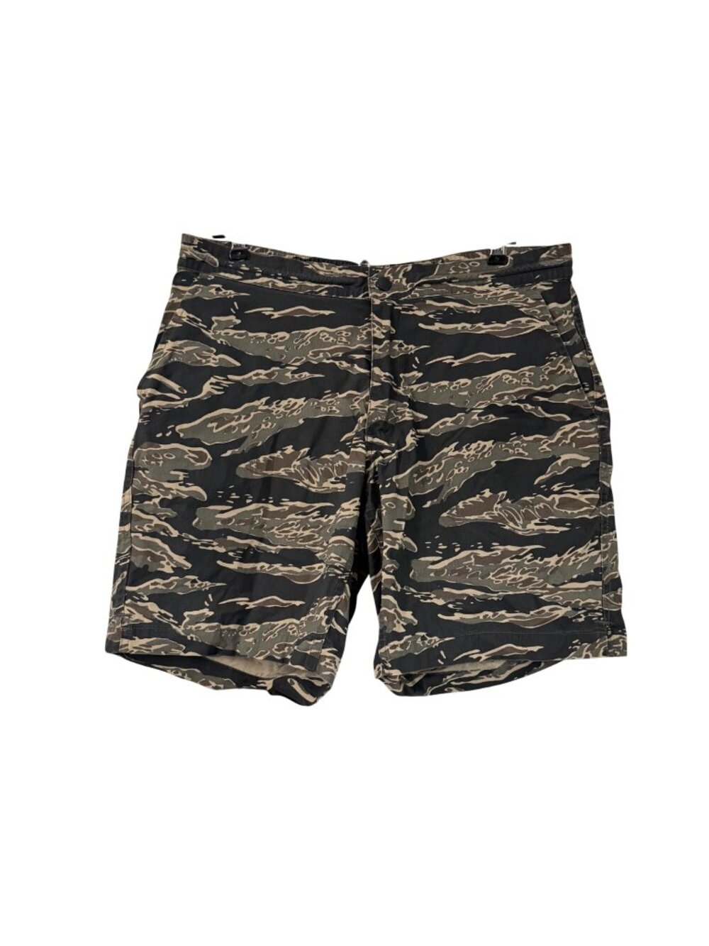 Taylor Stitch Tiger Stripe Camo Camouflage Canvas Flat Front Shorts Mens Size 31